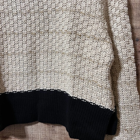 Topshop Cream Open Front Cardi w/ Woven Gold Thread Size 10 - Picture 12 of 15